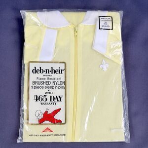 Vintage Deb N Heir Sleep ‘n Play Brushed Nylon Pajamas Infant Medium Yellow NEW
